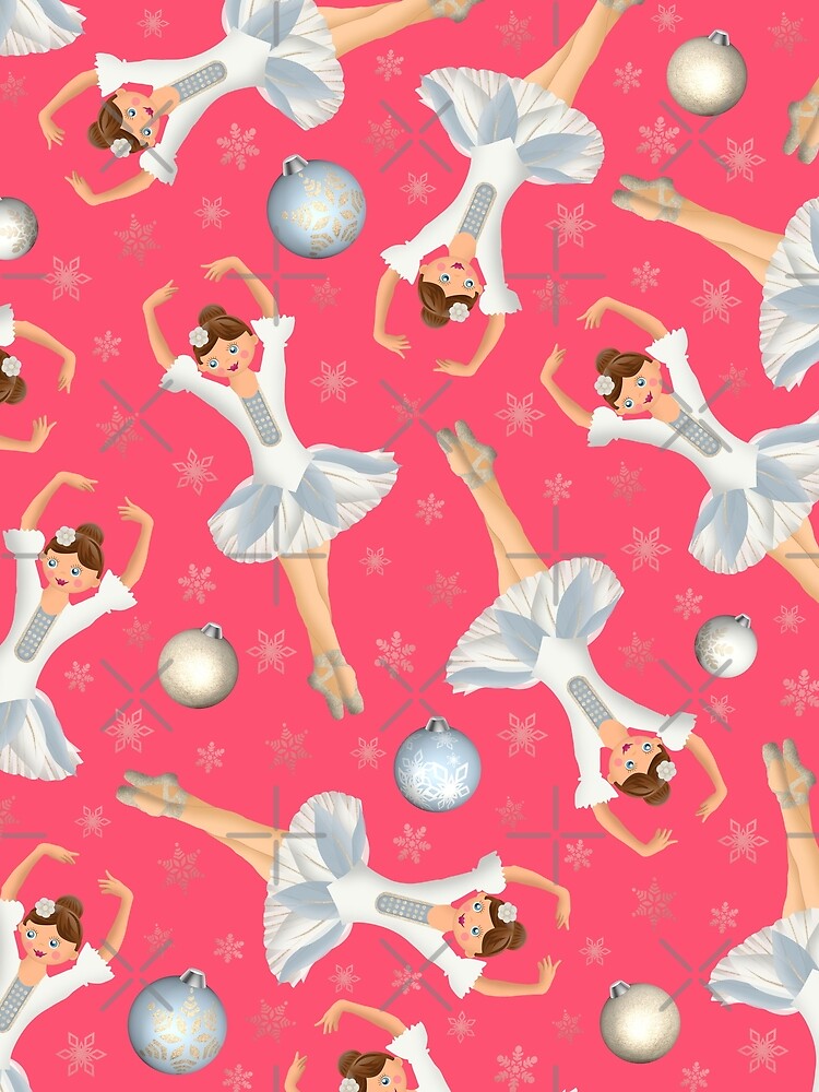 The Nutcracker Christmas Special - Ballerina with Christmas Ornaments and snowflakes Pattern by talgursmusthave