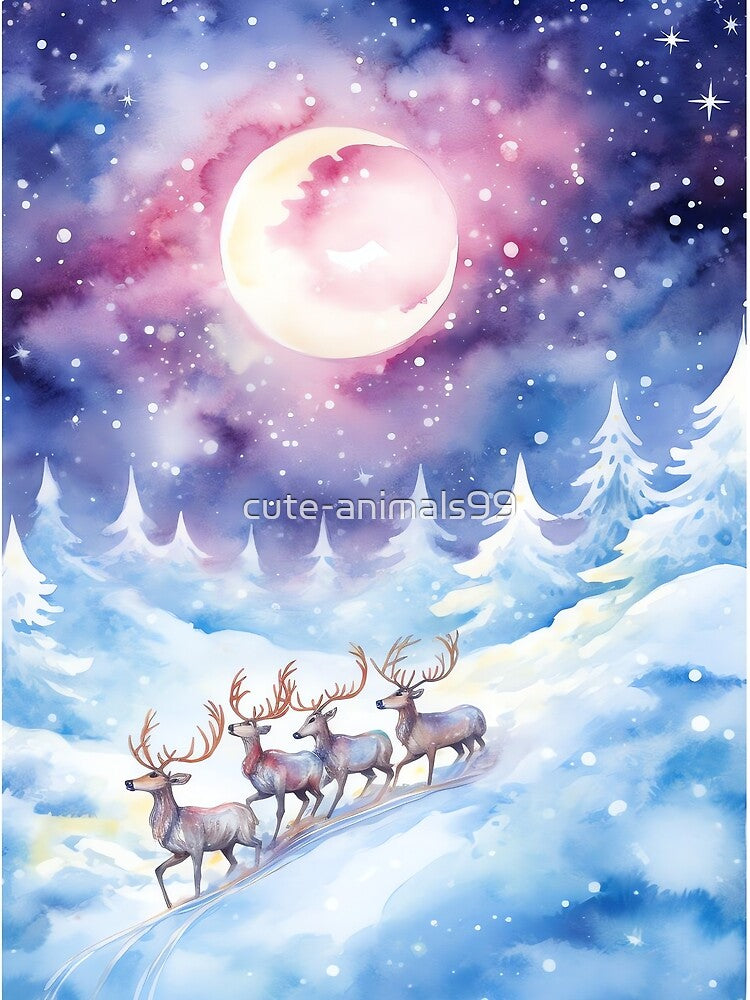 Starlit Reindeer Journey by cute-animals99
