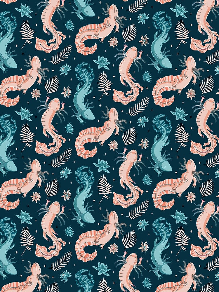 Cute Axolotl Pattern Kawaii Animal by Patterntastic