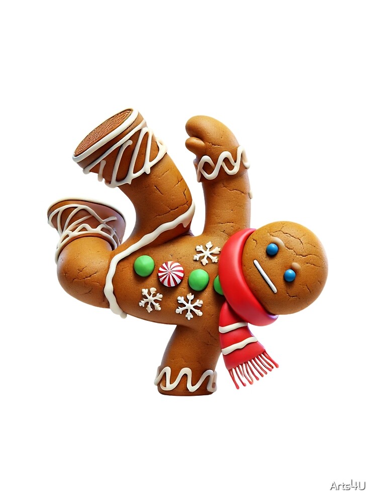 FUNNY GINGERBREAD MAN DANCING CUTE COOKIE CHRISTMAS by Arts4U