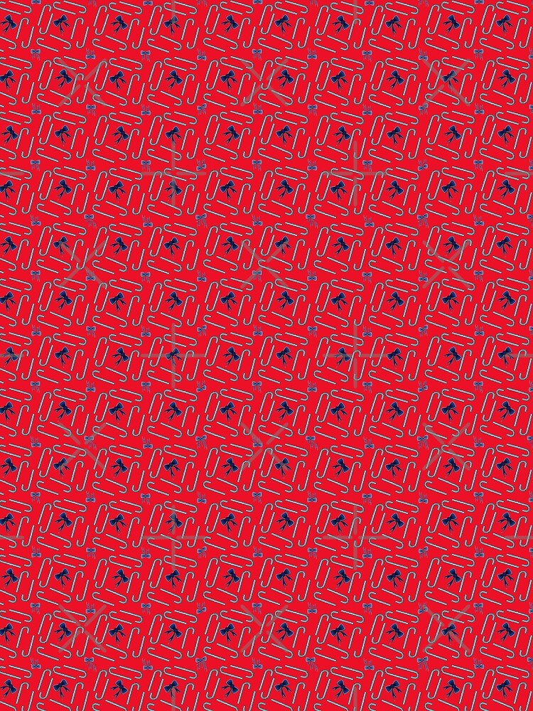 Light blue candy cane and blue ribbons. Red background by Tronstell