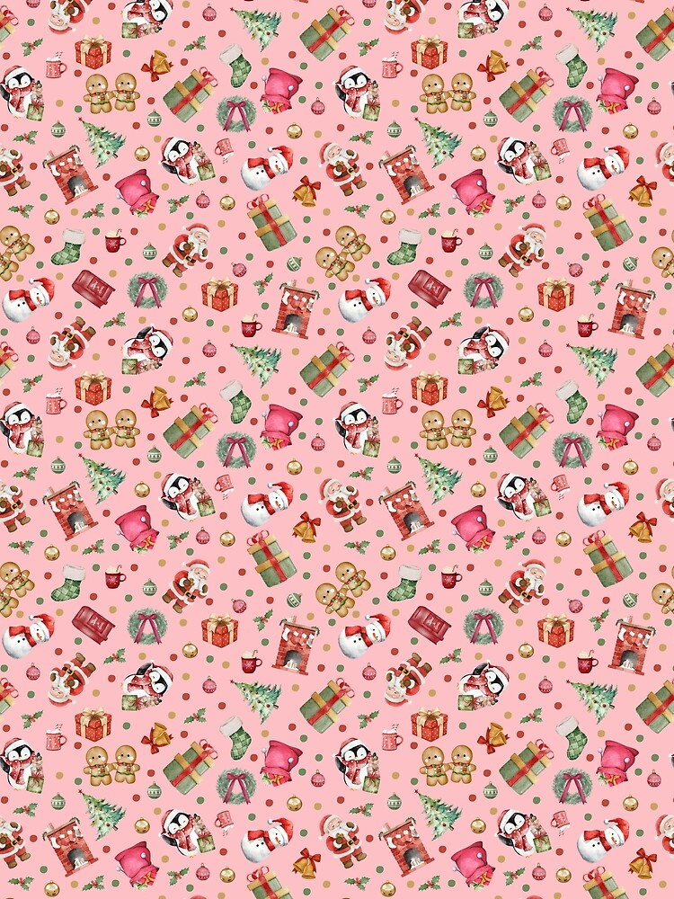 Watercolor Christmas on Pink by KSimpson838