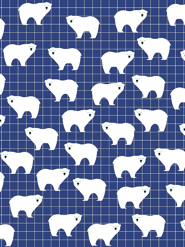 White Polar Bear Pattern on Blue Background by kapotka