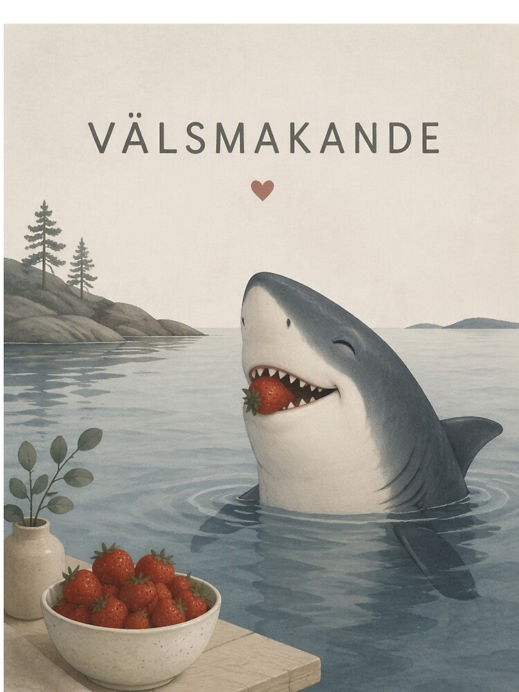 Hygge Shark & Strawberry "DELICIOUS" #2 Portrait by NickWhittleArt
