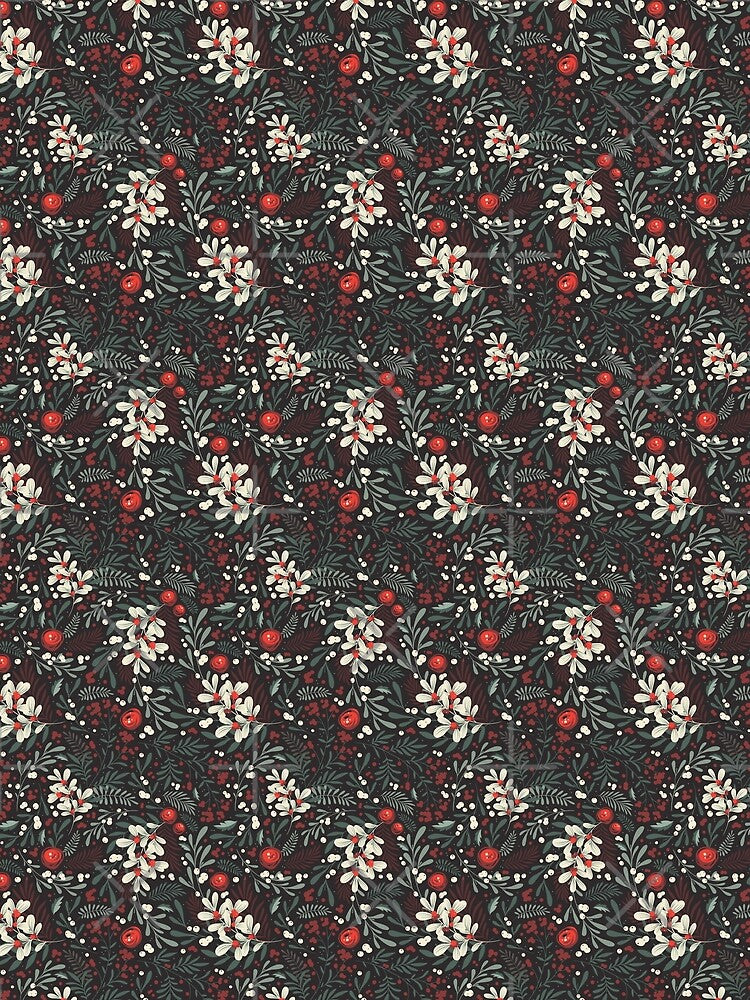 Whimsical Winter Botanical Pattern – Cozy Seasonal Floral Design by BohemiaArt