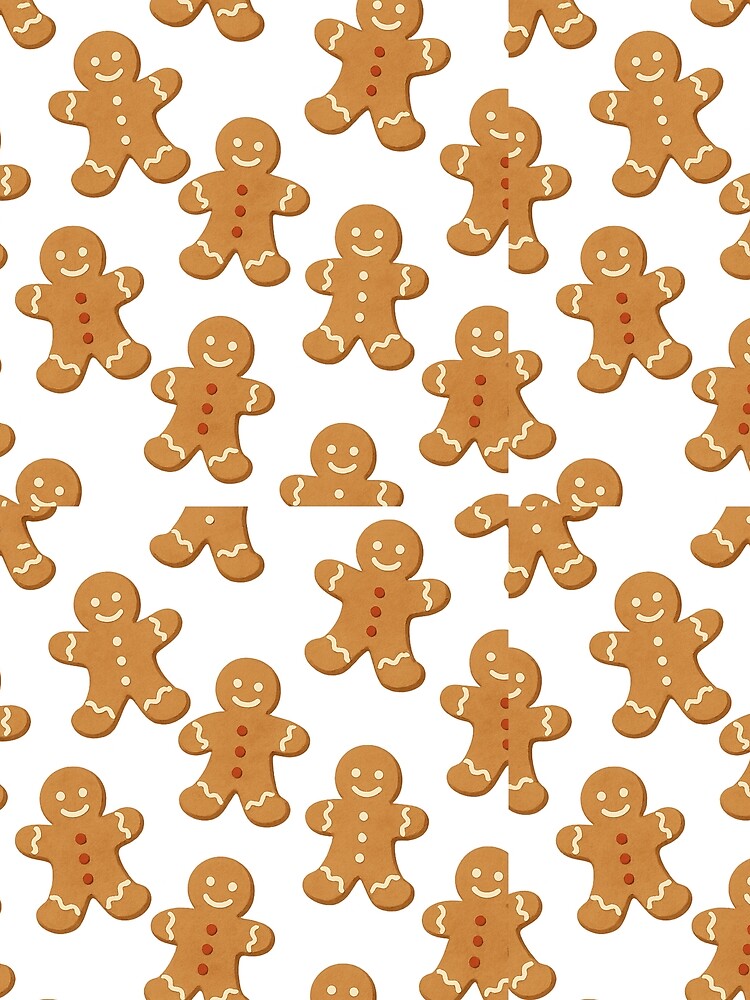 Gingerbread Man Pattern Christmas White - Holiday Cookie Toss by PunchDrop