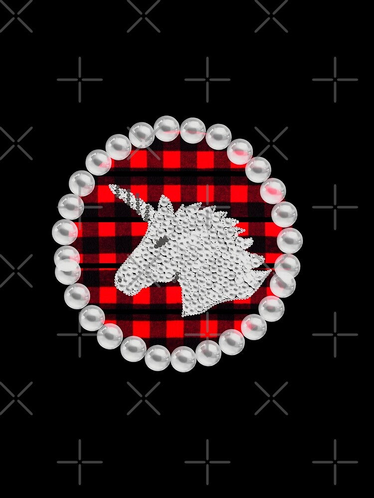 Red Plaid Unicorn Christmas Pajamas Women Girls by AW2 Designs