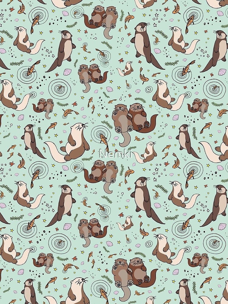 Otters in Blue by Nemki