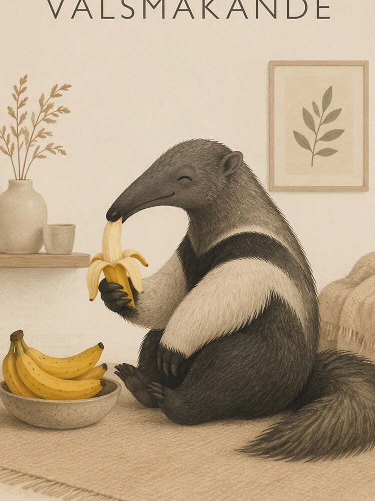 Hygge Anteater & Banana "DELICIOUS" #2 Portrait by NickWhittleArt