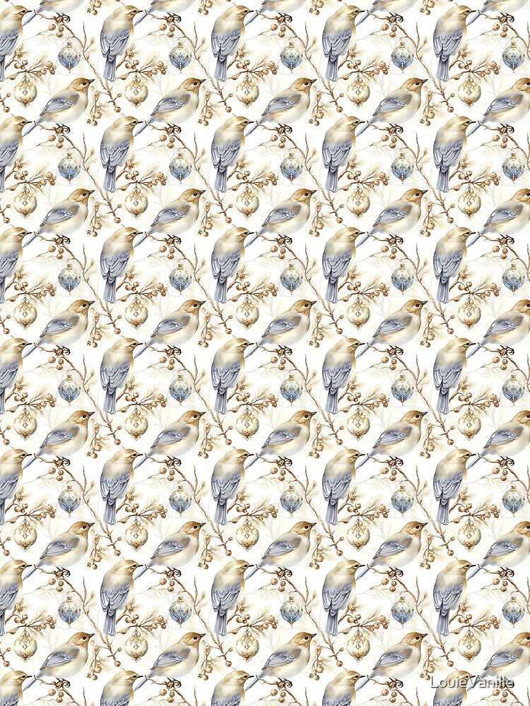 Vintage Winter Wonderland Floral Christmas Pattern by LouieVanille