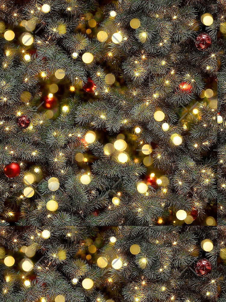 Bokeh Seamless Real Christmas Tree Camo and Printed Lights Pattern by ChattanoogaTee