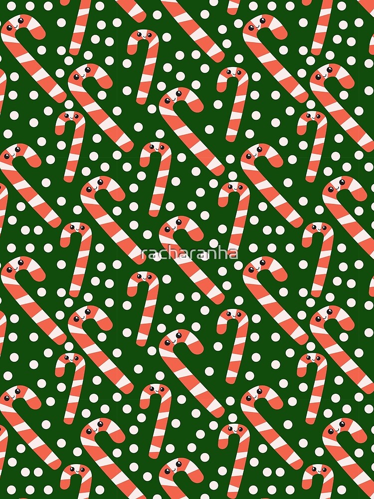 Kawaii Candy Cane Pattern Green by racharanha
