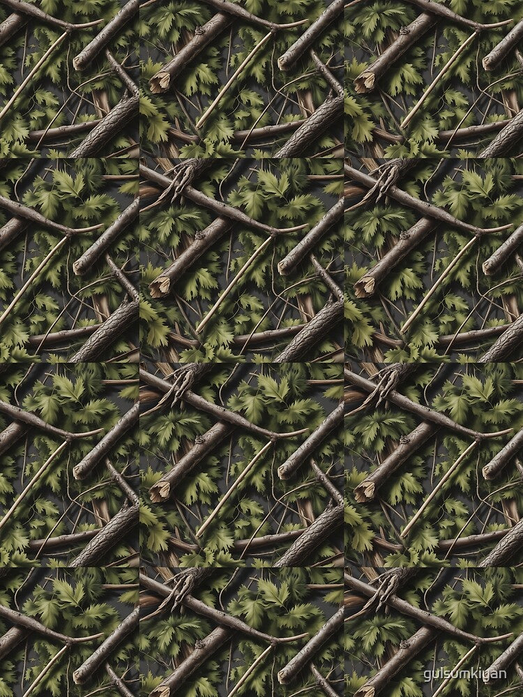 Hunting Camping Forest Wood Camouflage Green Brown Camo by gulsumkiyan