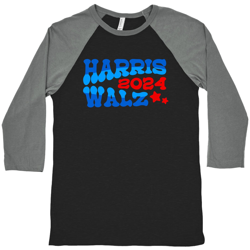 Harris Walz 2024 Retro Text Baseball Tee Unisex