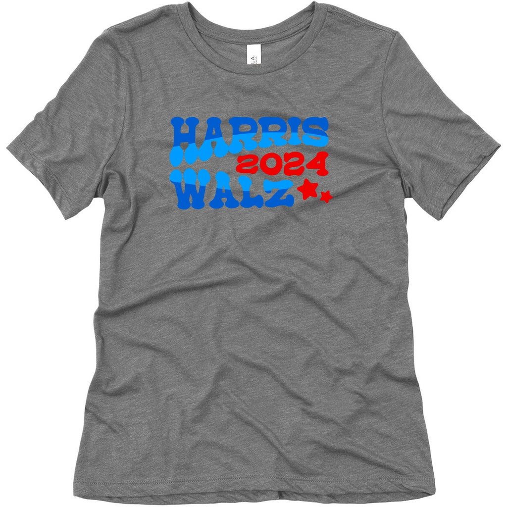 Harris Walz 2024 Retro Text Womens Triblend Tee Unisex