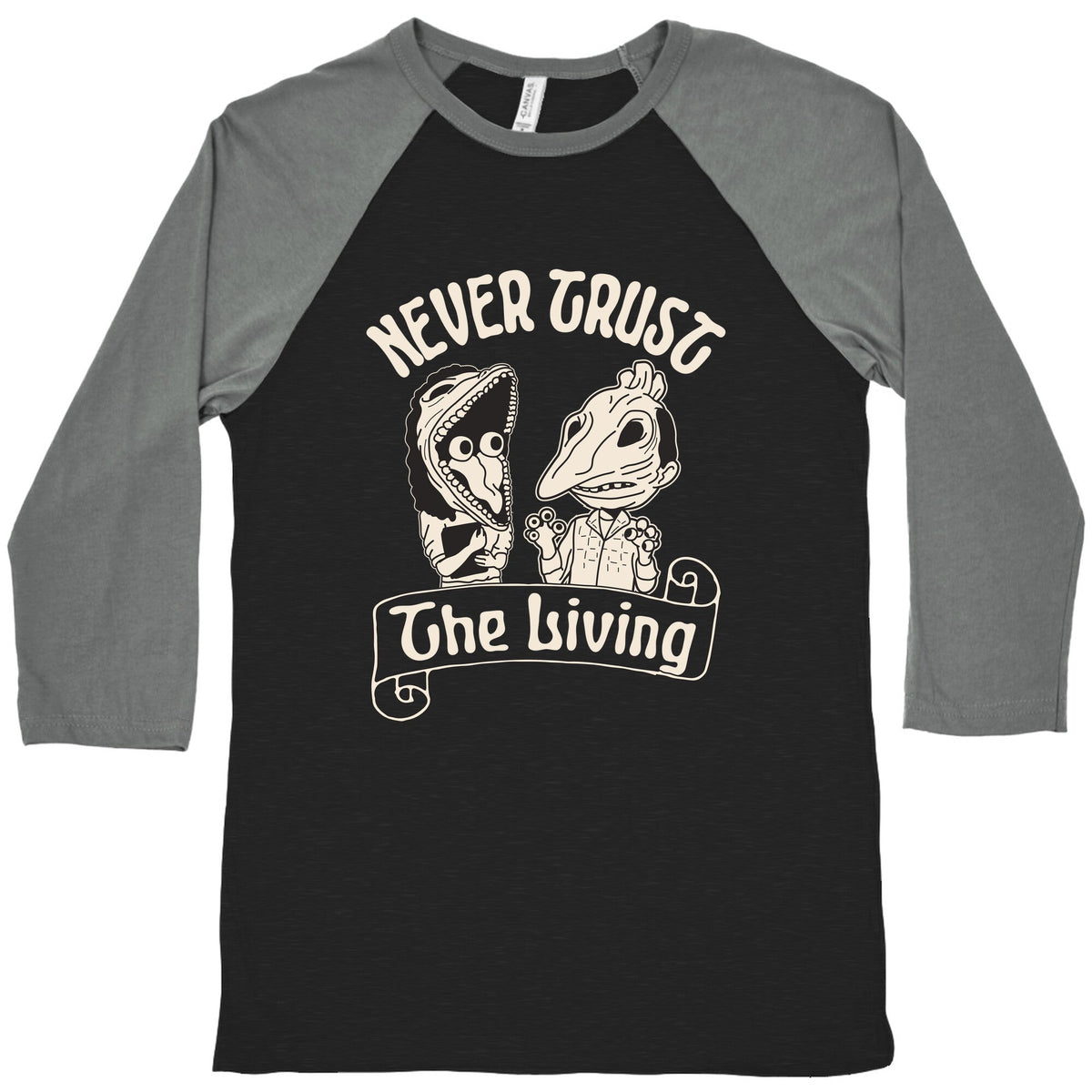 Beetlejuice Never Trust The Living Baseball Tee Unisex