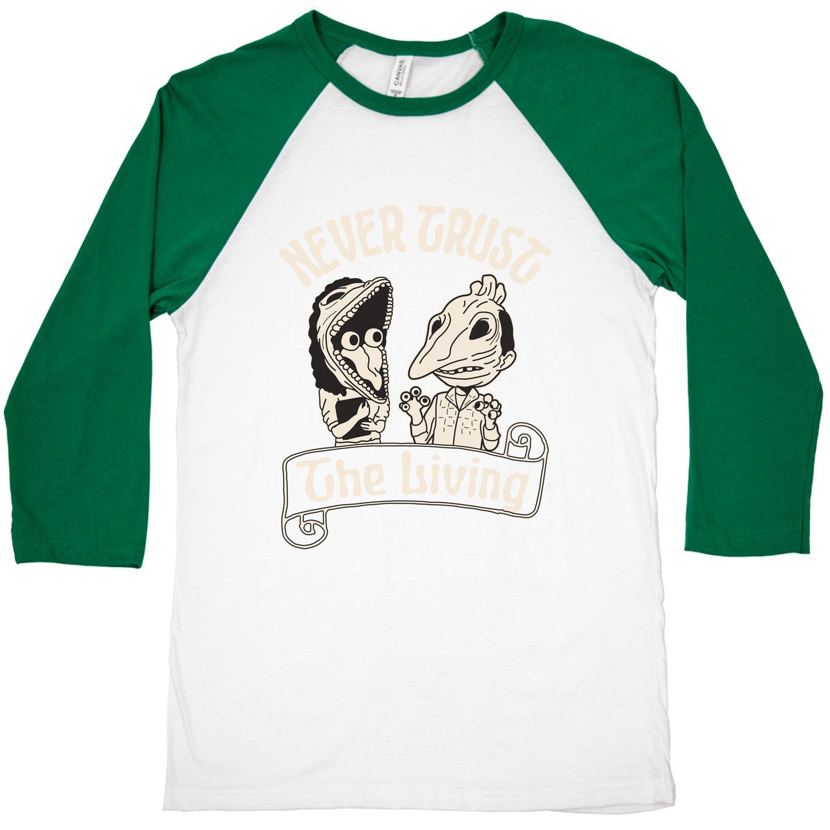 Beetlejuice Never Trust The Living Baseball Tee Unisex