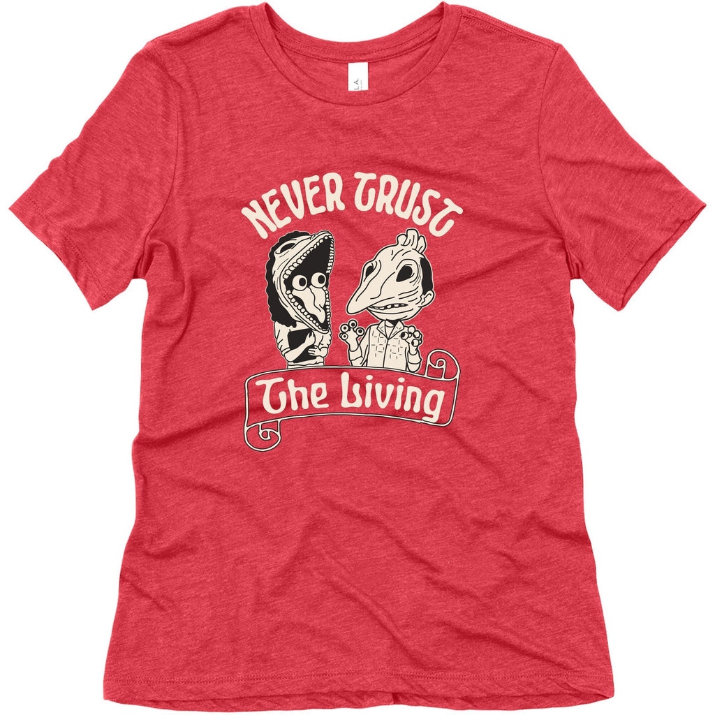 Beetlejuice Never Trust The Living Womens Triblend Tee Unisex