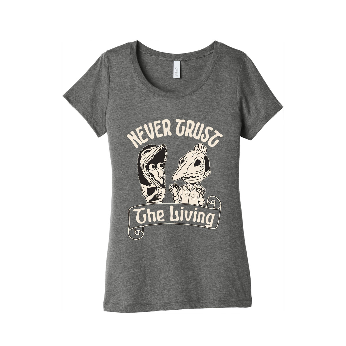 Beetlejuice Never Trust The Living Womens Triblend Tee Unisex