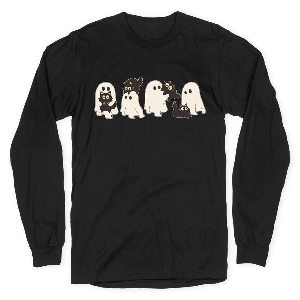 Cute Ghost Cats Longsleeve Tee Unisex