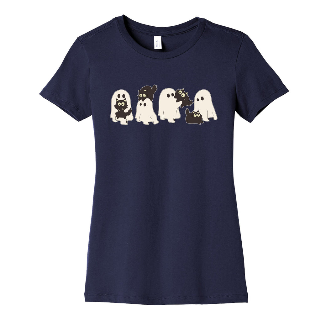 Cute Ghost Cats Womens Cotton Tee Unisex