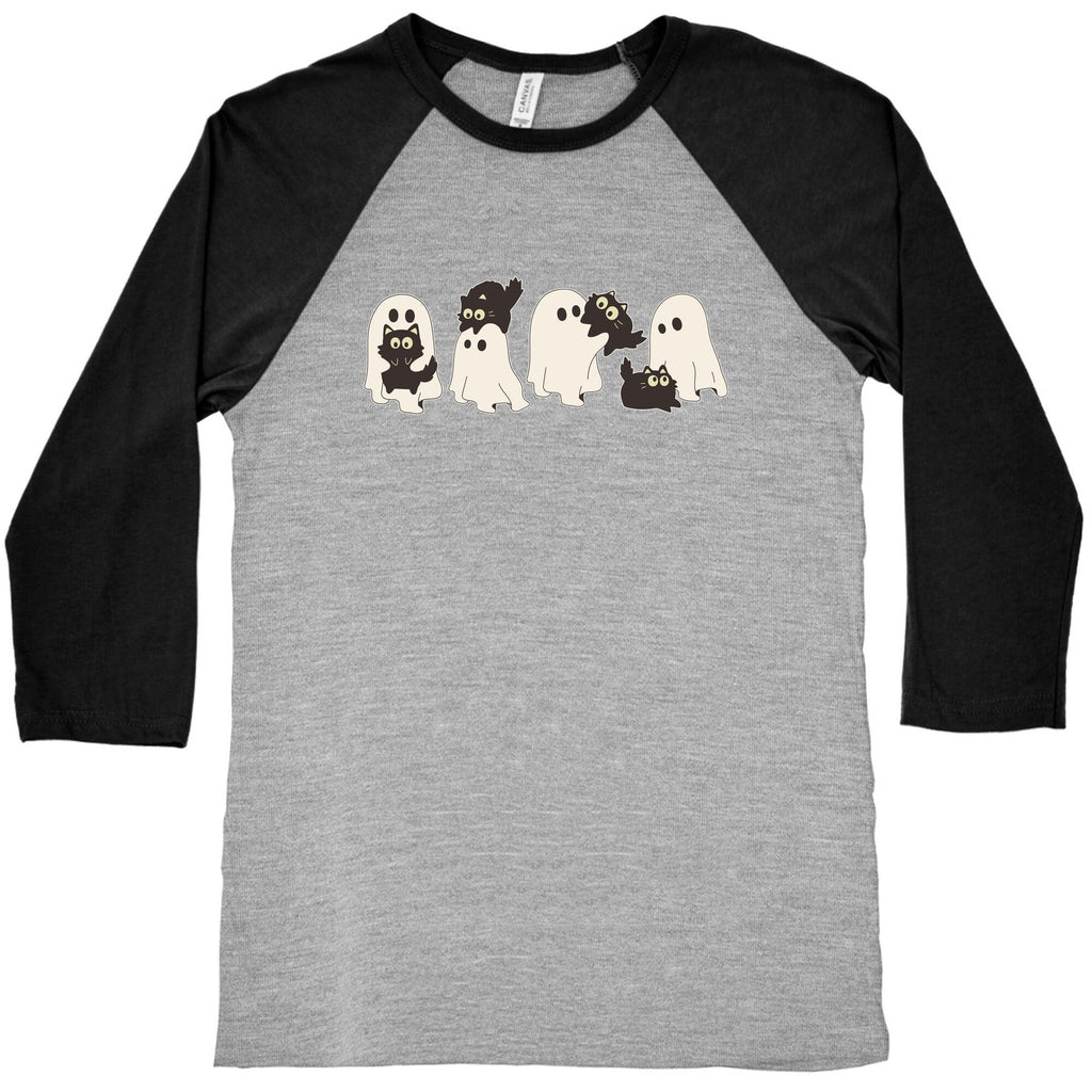 Cute Ghost Cats Baseball Tee Unisex