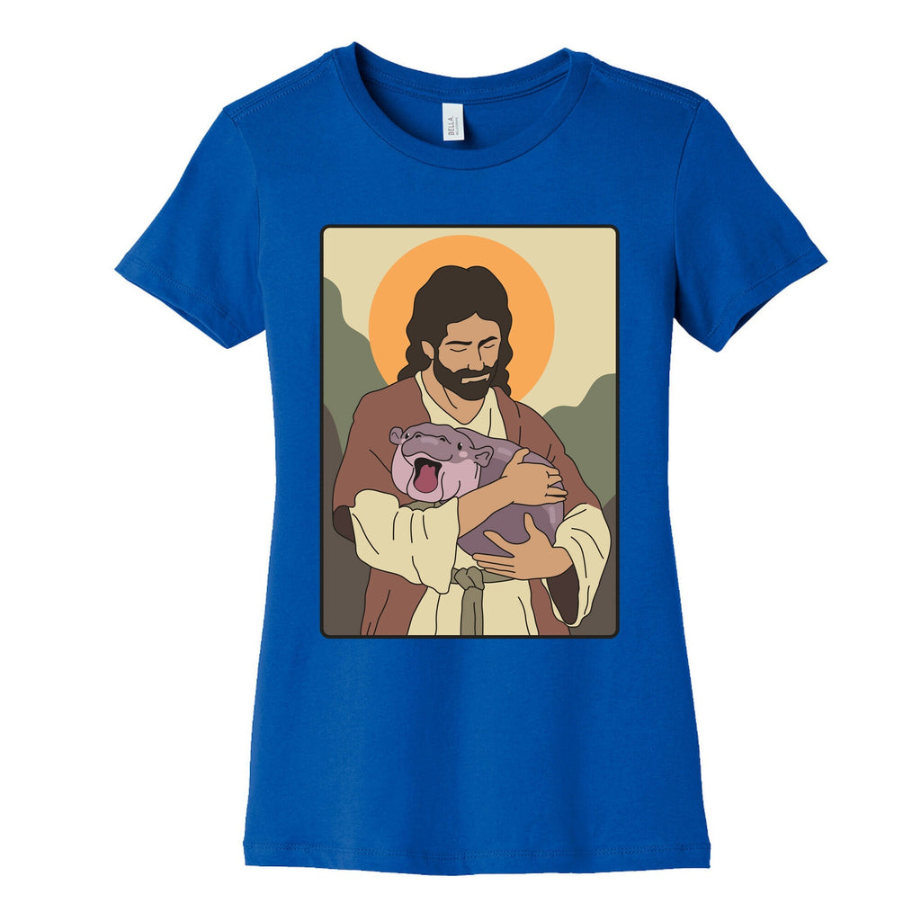 Moo Deng Jesus Womens Cotton Tee Unisex