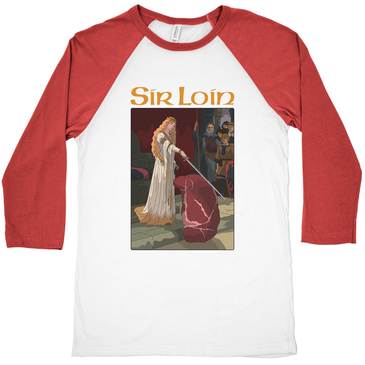 Sir Loin Steak Meme Cartoon Baseball Tee Unisex