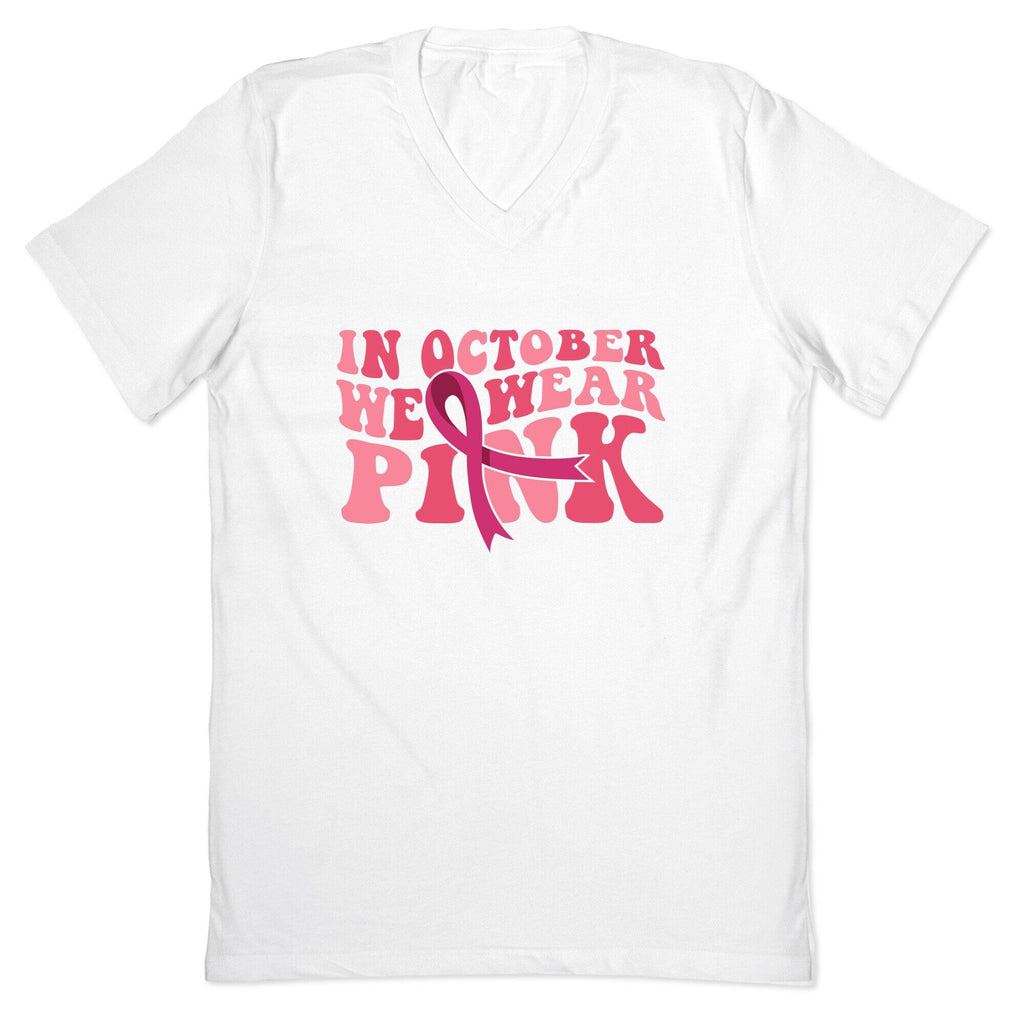 Pink Ribbon Breast Cancer Awareness V-Neck Unisex