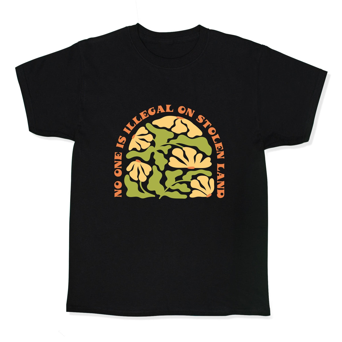 No One Is Illegal On Stolen Land Floral Kids Tee Unisex