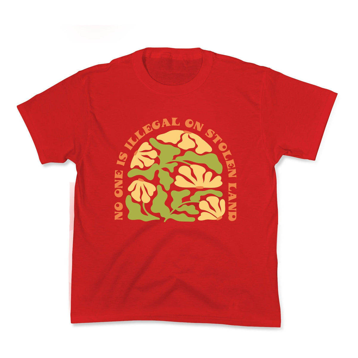 No One Is Illegal On Stolen Land Floral Kids Tee Unisex