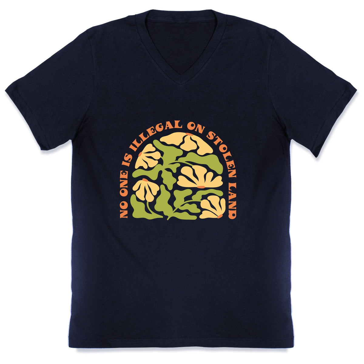 No One Is Illegal On Stolen Land Floral V-Neck Unisex
