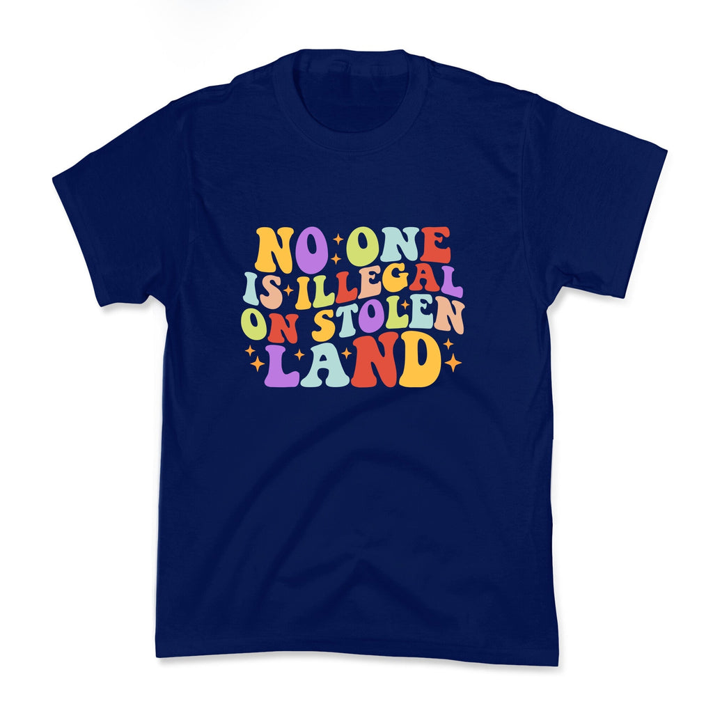 No One Is Illegal On Stolen Land Retro Kids Tee Unisex