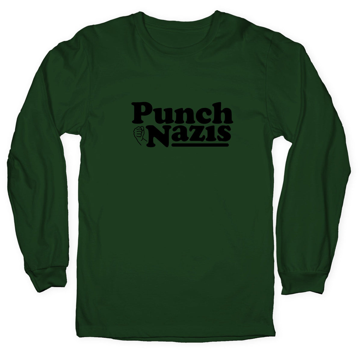 Punch Nazis Black Text Longsleeve Tee Unisex