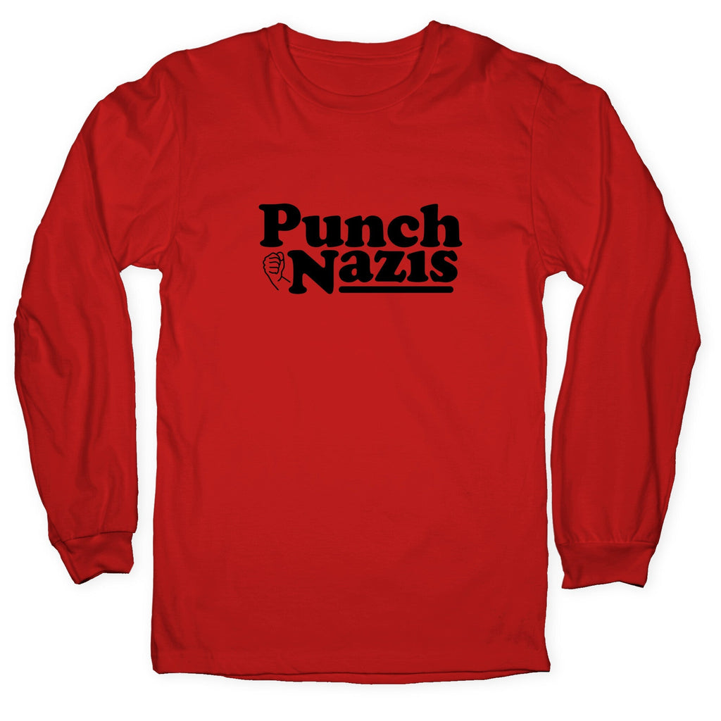 Punch Nazis Black Text Longsleeve Tee Unisex