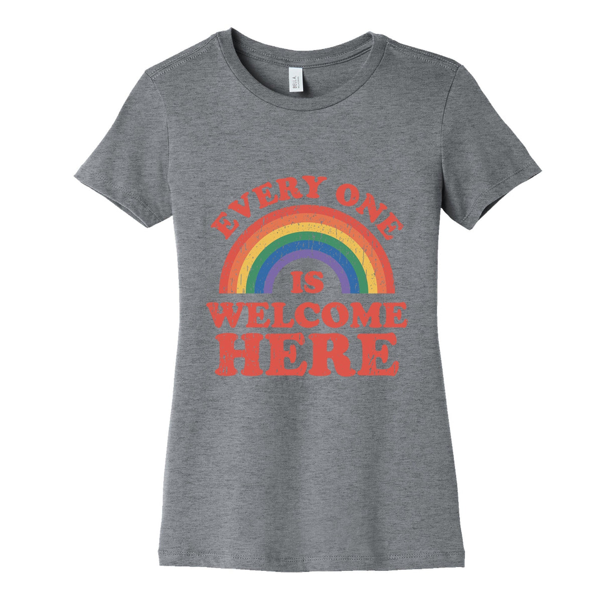 Everyone Is Welcome Here Rainbow Womens Cotton Tee Unisex