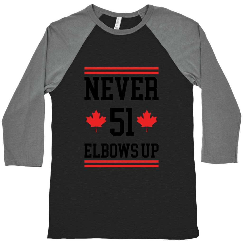 Elbows Up Never 51 Baseball Tee Unisex