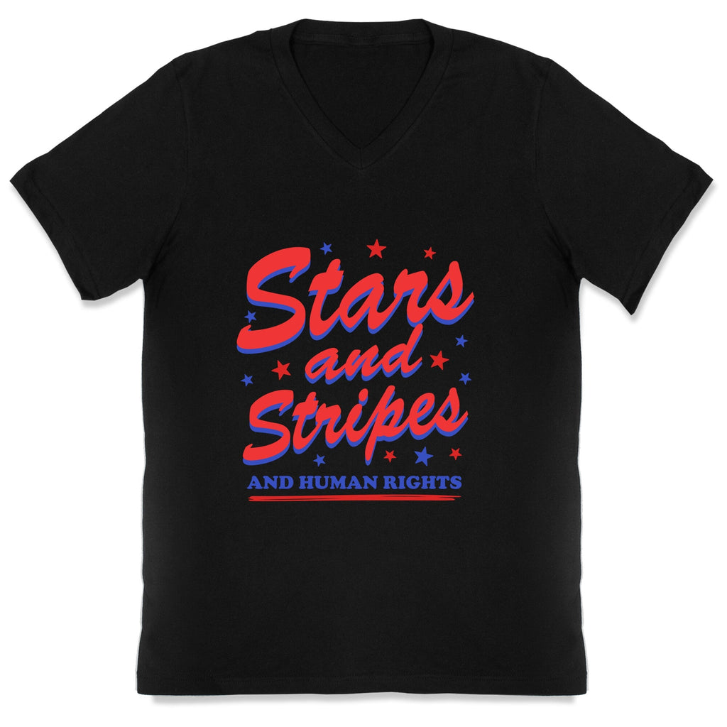 Starts Stripes Human Rights V-Neck Unisex