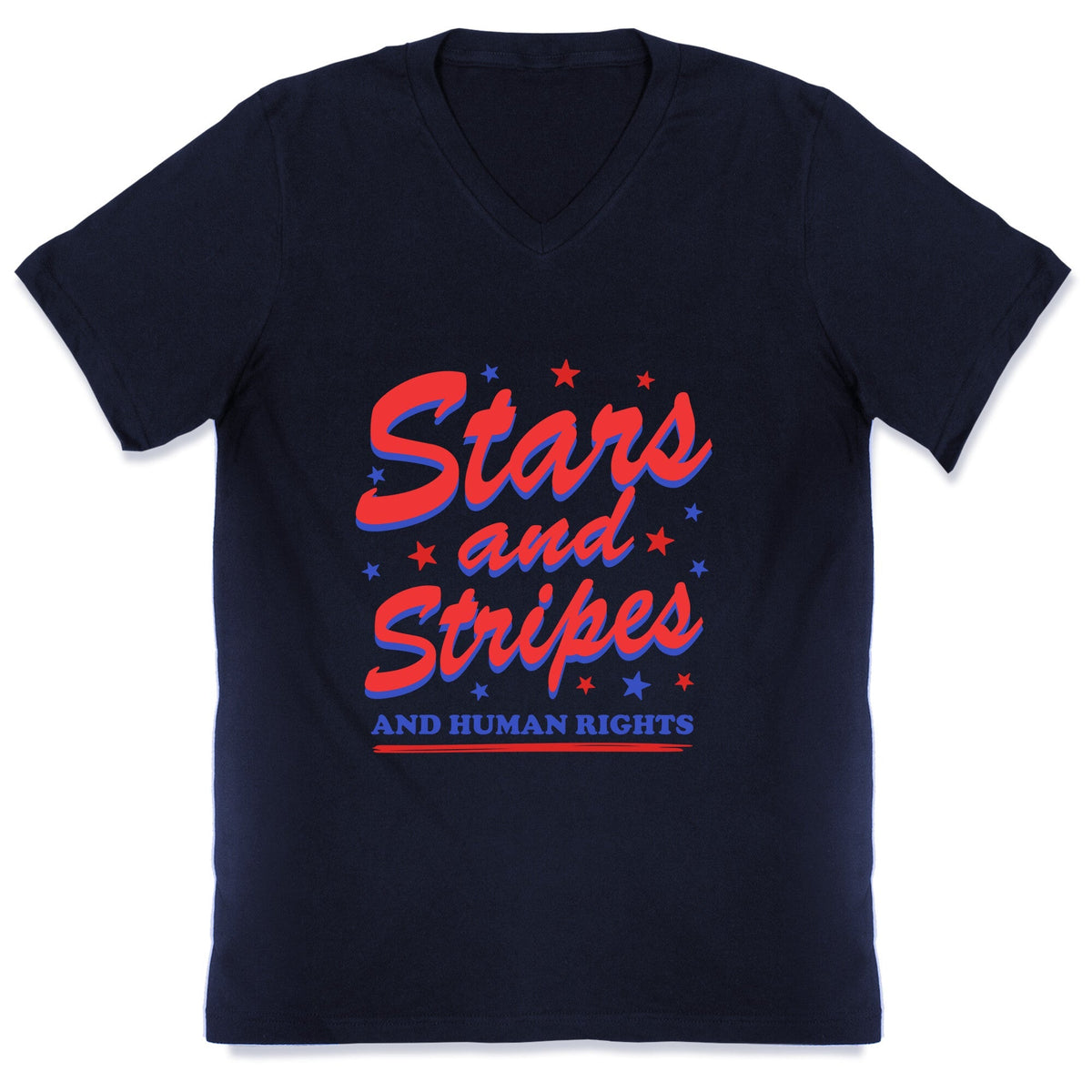 Starts Stripes Human Rights V-Neck Unisex