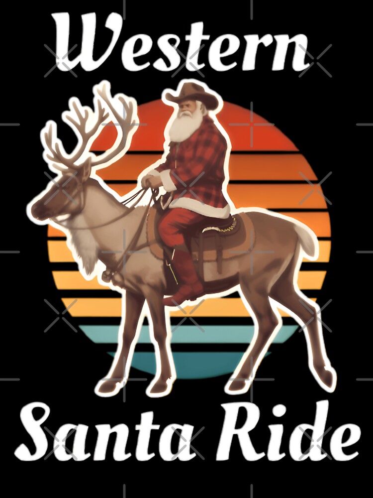 Cowboy Christmas Western Santa Ride Cowboy Santa Riding Reindeer Retro Aesthetic by Thread&Fable