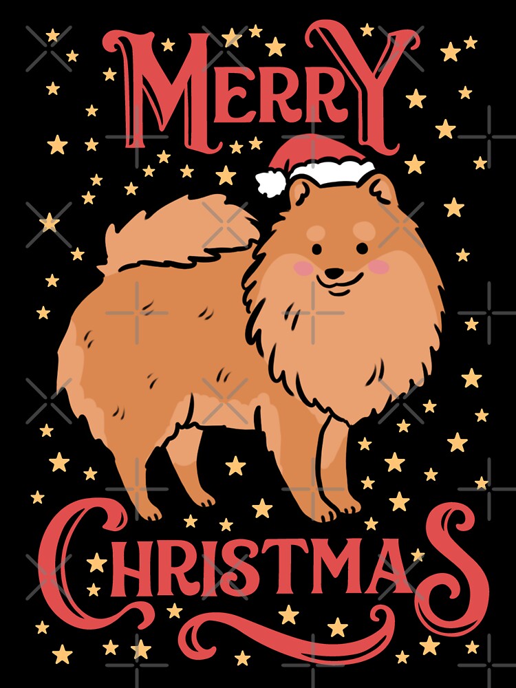 Merry Christmas Cute christmas pomeranian dog illustration by Yarafantasyart