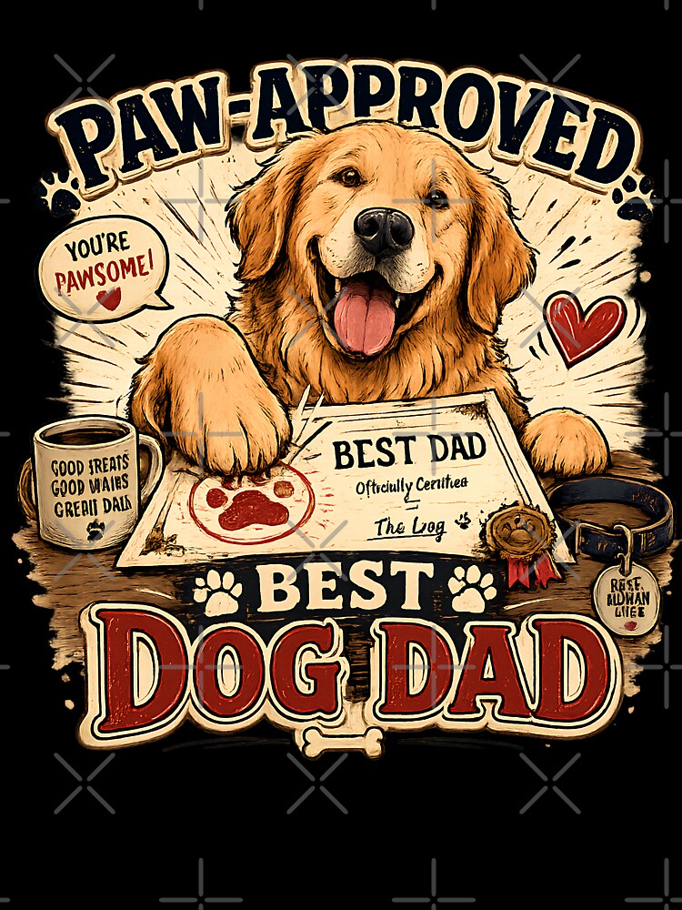 Golden Retriever Best Dog Dad - Paw Approved Gift by Feral Feline