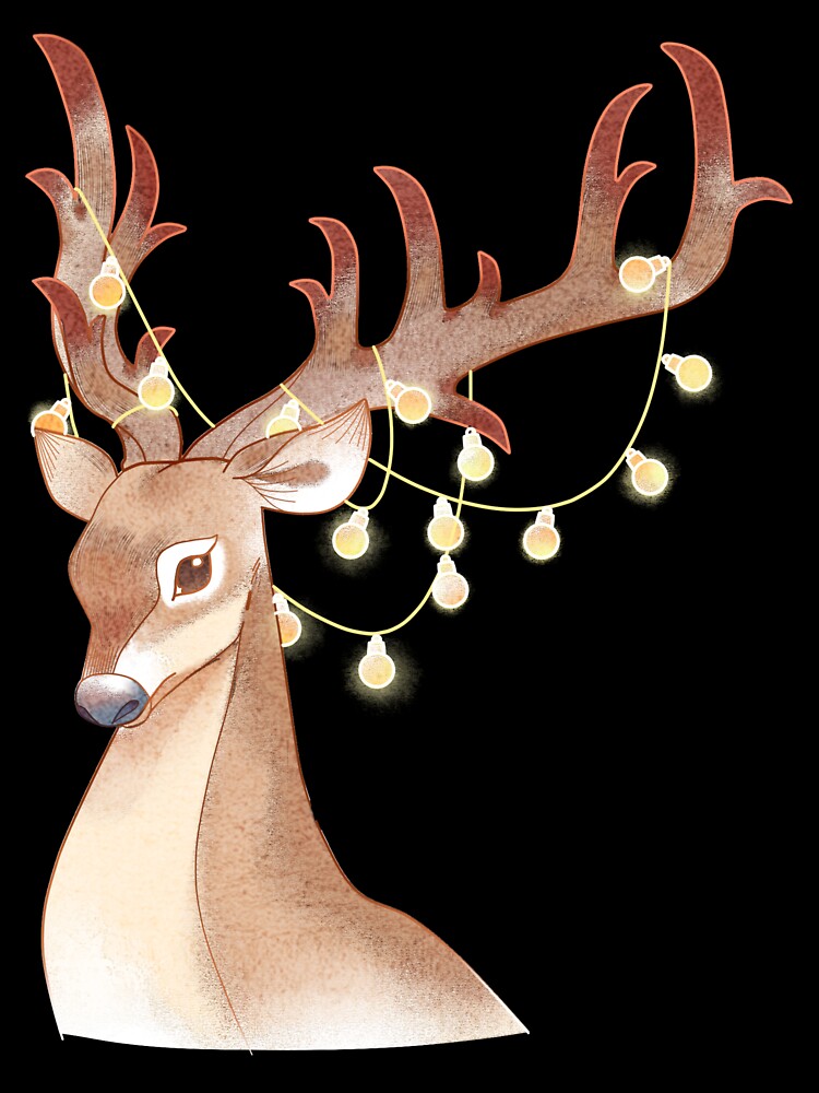 Reindeer with Christmas Lights by light lilac .
