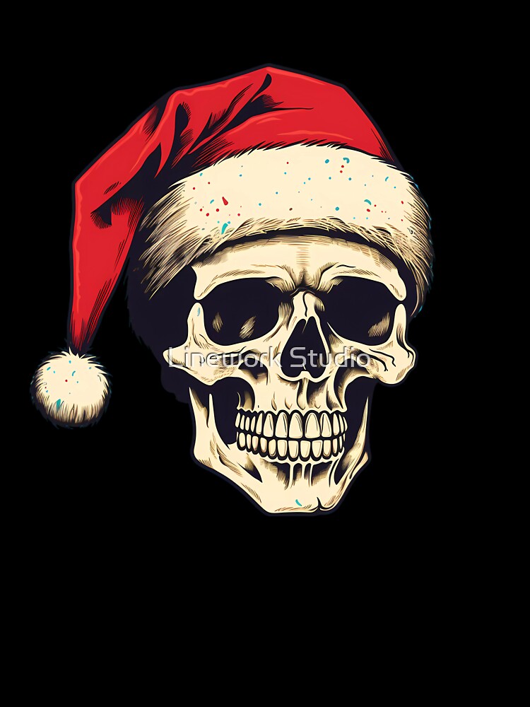 A skull with Santa Claus’s hat by Linework Studio