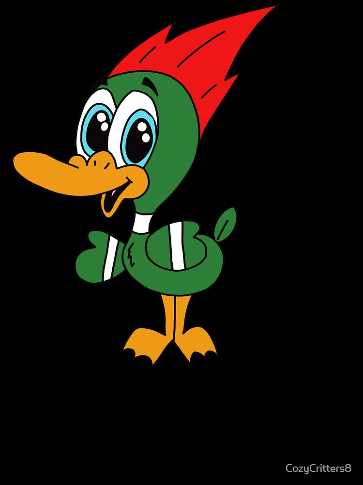 David the Duck Cute Kawaii Green Duck with Red Mohawk by CozyCritters8