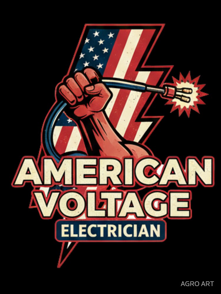 American Electrician T-Shirt |  American Voltage Electrician Logo by AGRO ART