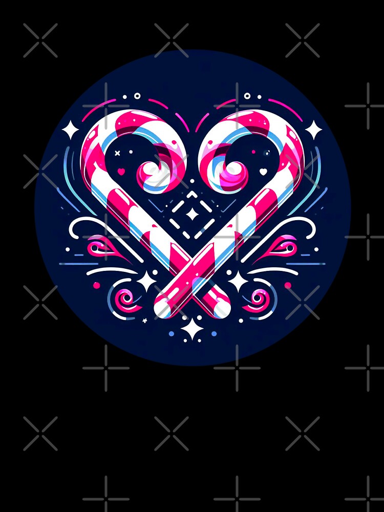 Symmetrical Christmas Candy Cane Design - Heart - Blue Background by Star-Fragment