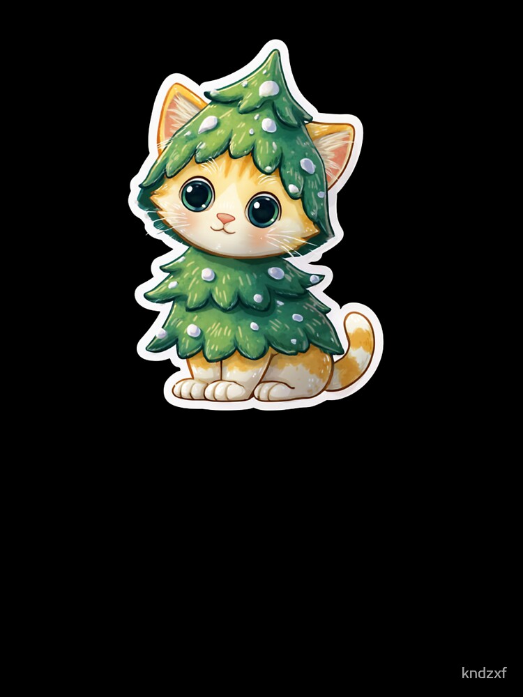 Cute  Kitten Dressed as Christmas Tree Cartoon Desing by kndzxf