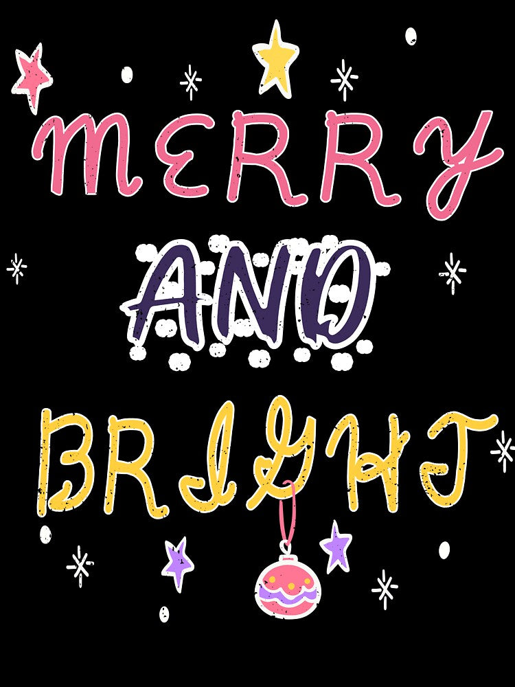 Merry and Bright Christmas Typography | Cute Festive Holiday by PrintistryArt