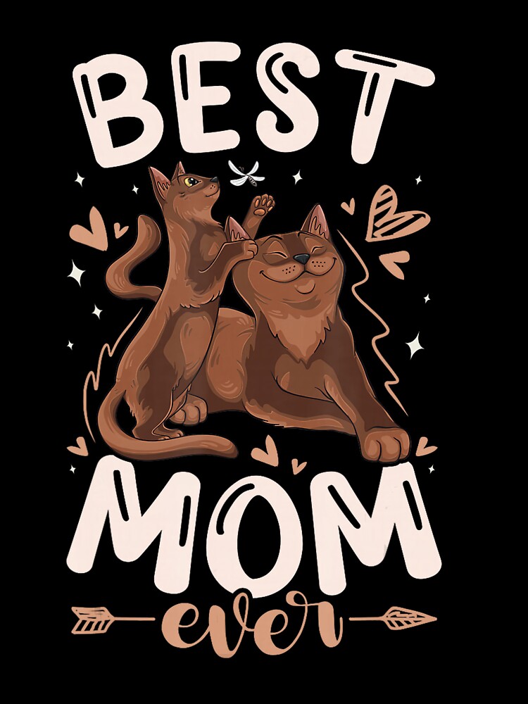 Best Cat Mom Ever – Cute Brown Cat and Playful Kitten by NoeValdric